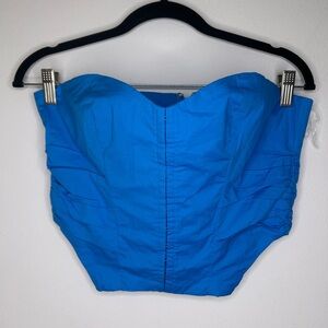 NWT Oh Polly strapless ruched corset top in blue size 6